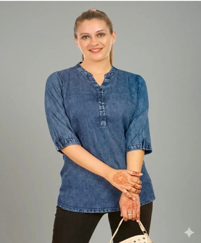 DENIM SHORT KURTI NON-STRETCH FABRIC (DSK01)