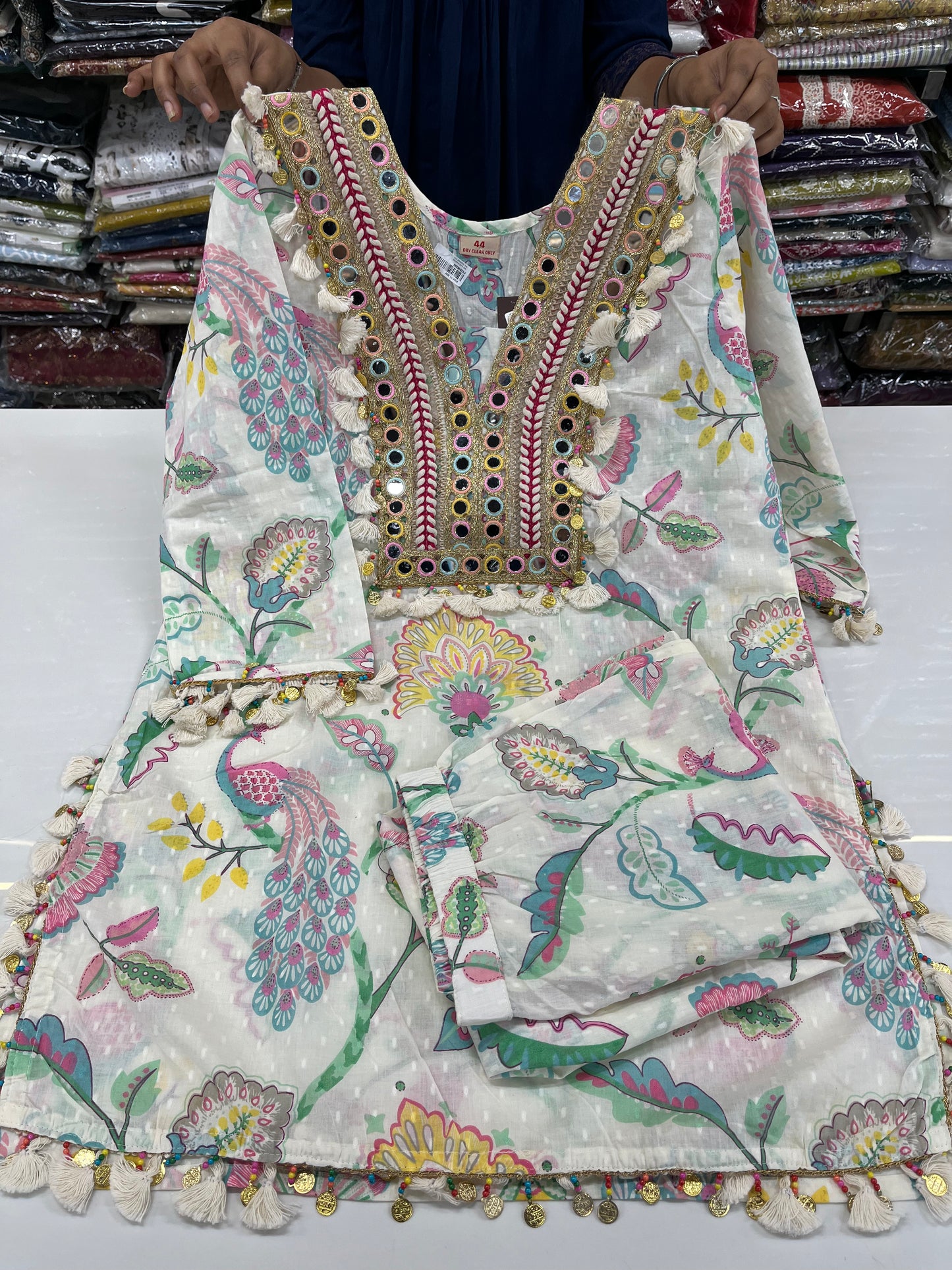 Pakistani look mirror work coord set with tassels