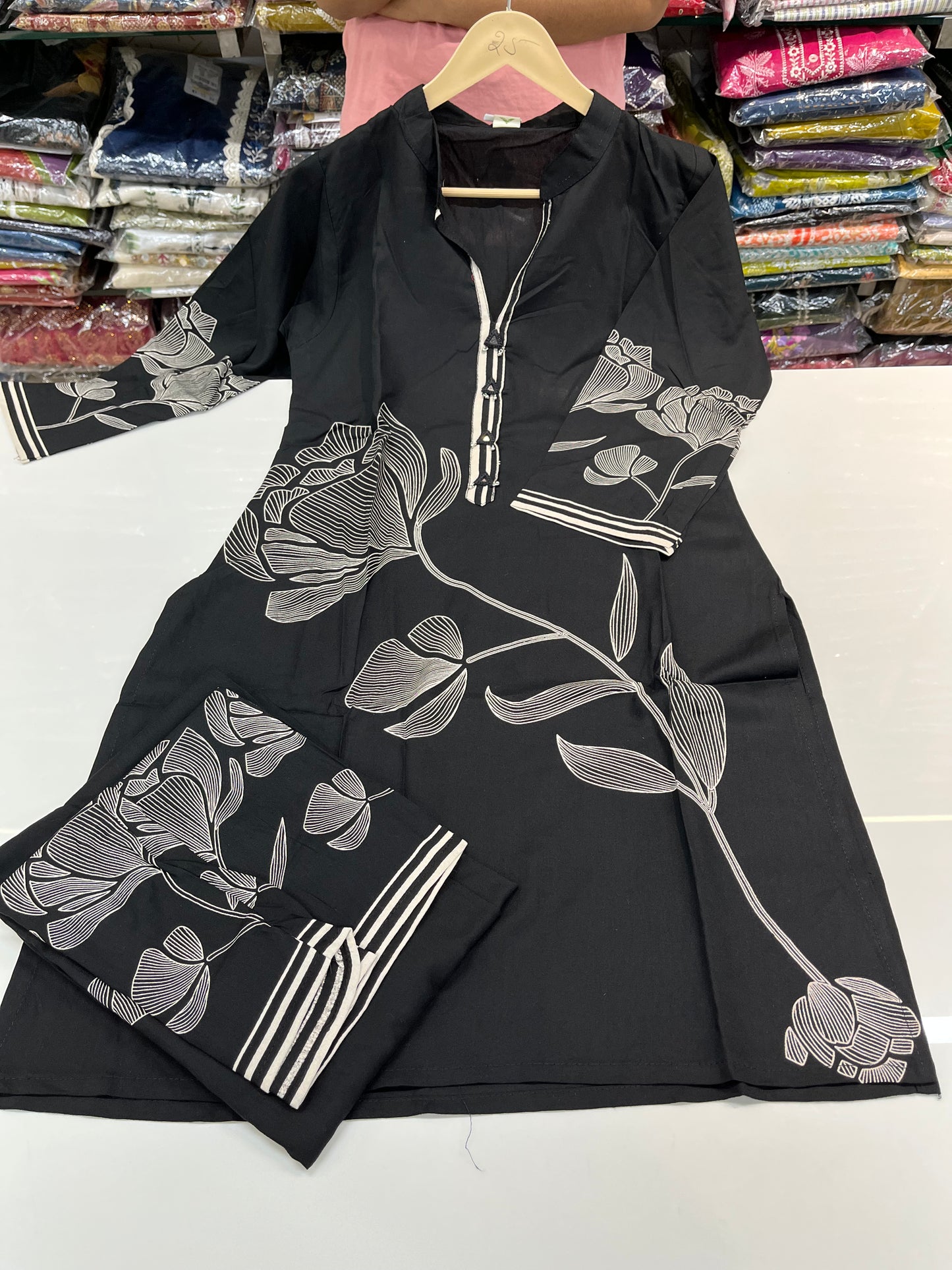 FLORAL printed designer coord set with mirror work highlightings