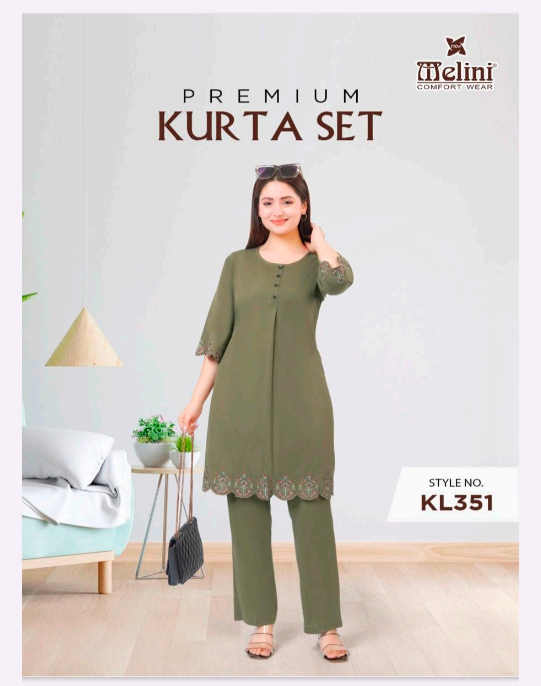 Premium cutwork embroidery coord set MELINI (KL351)