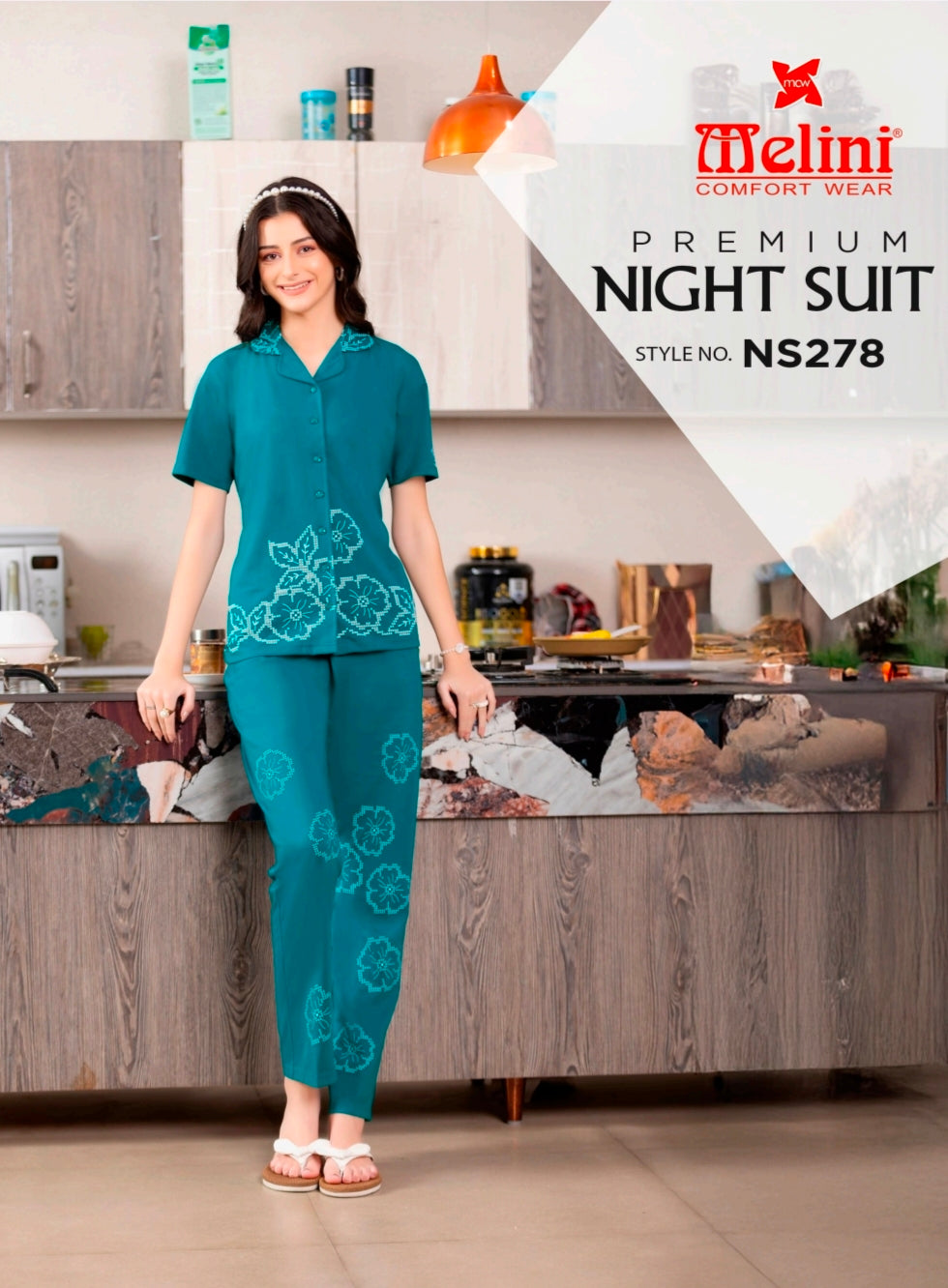 Front button fancy night suit (NS278)