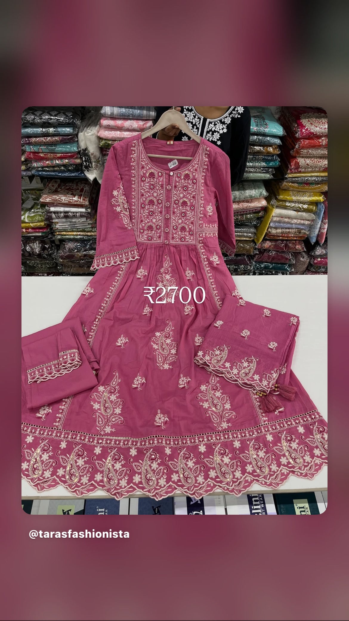 Readymade cotton embroidered frock suit set