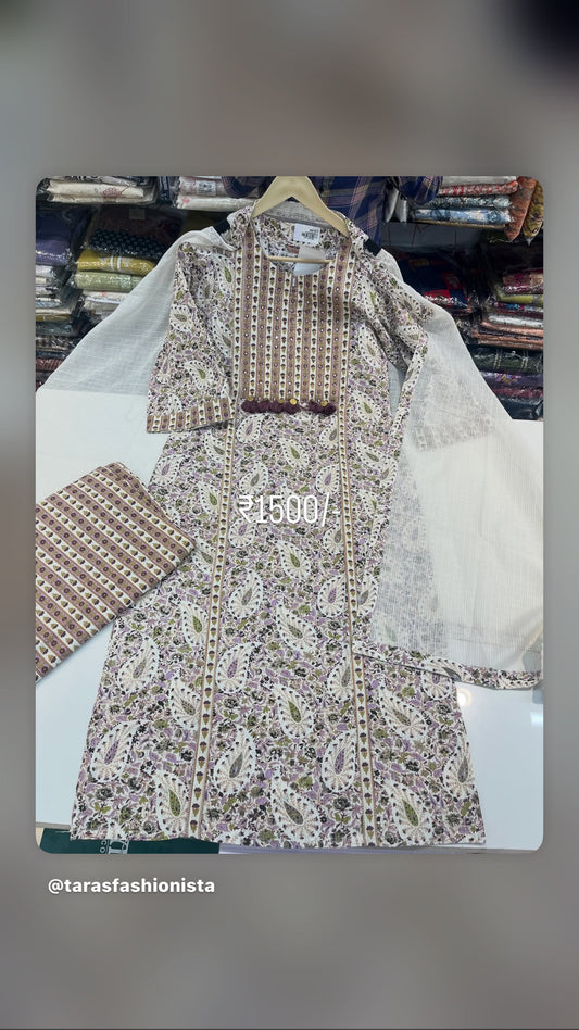 Readymade cotton embroidered suit set