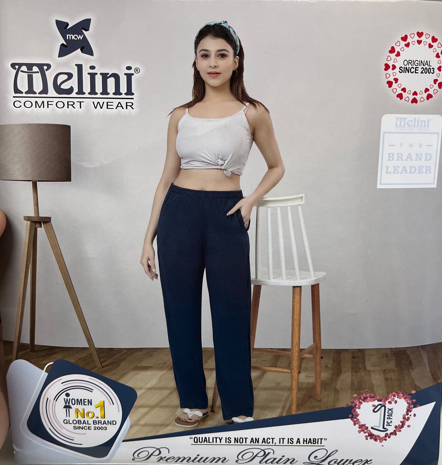 Plain straight fit lower (L008) BLUE