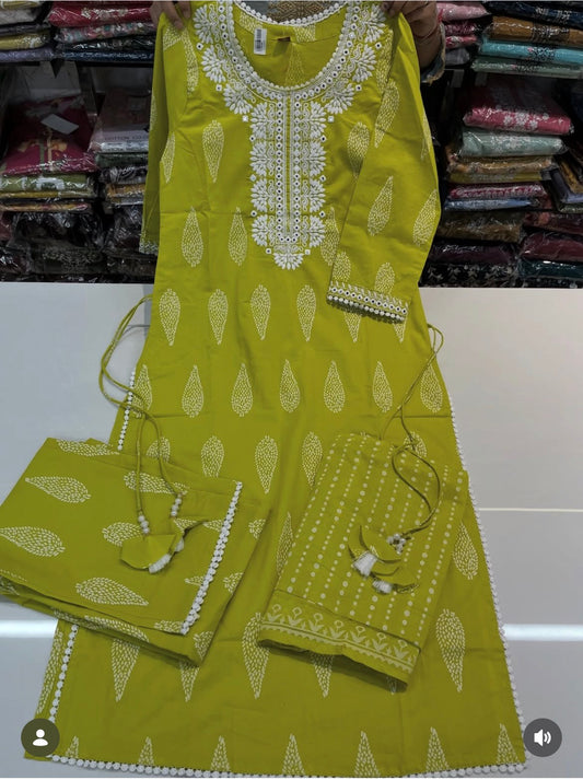 Readymade cotton 3pc suit set