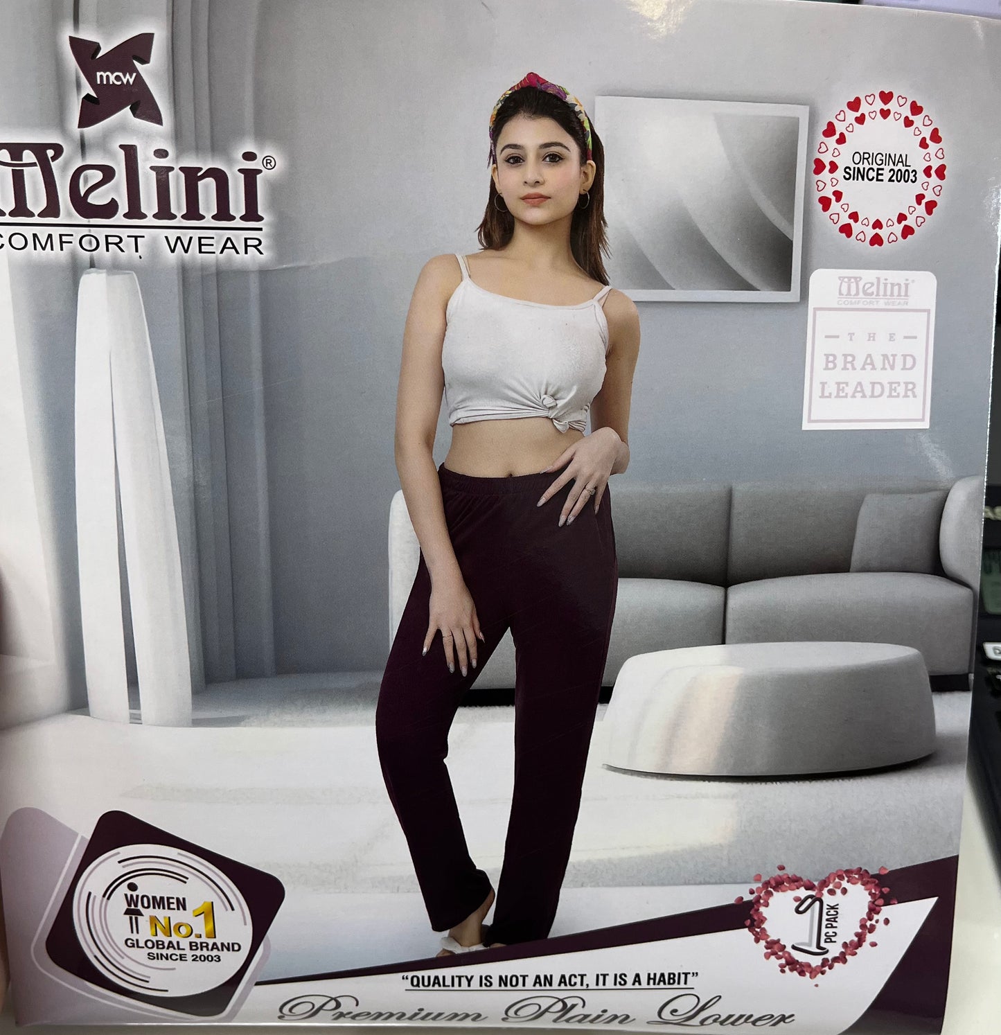 Plain straight fit lower (L008) BURGANDY