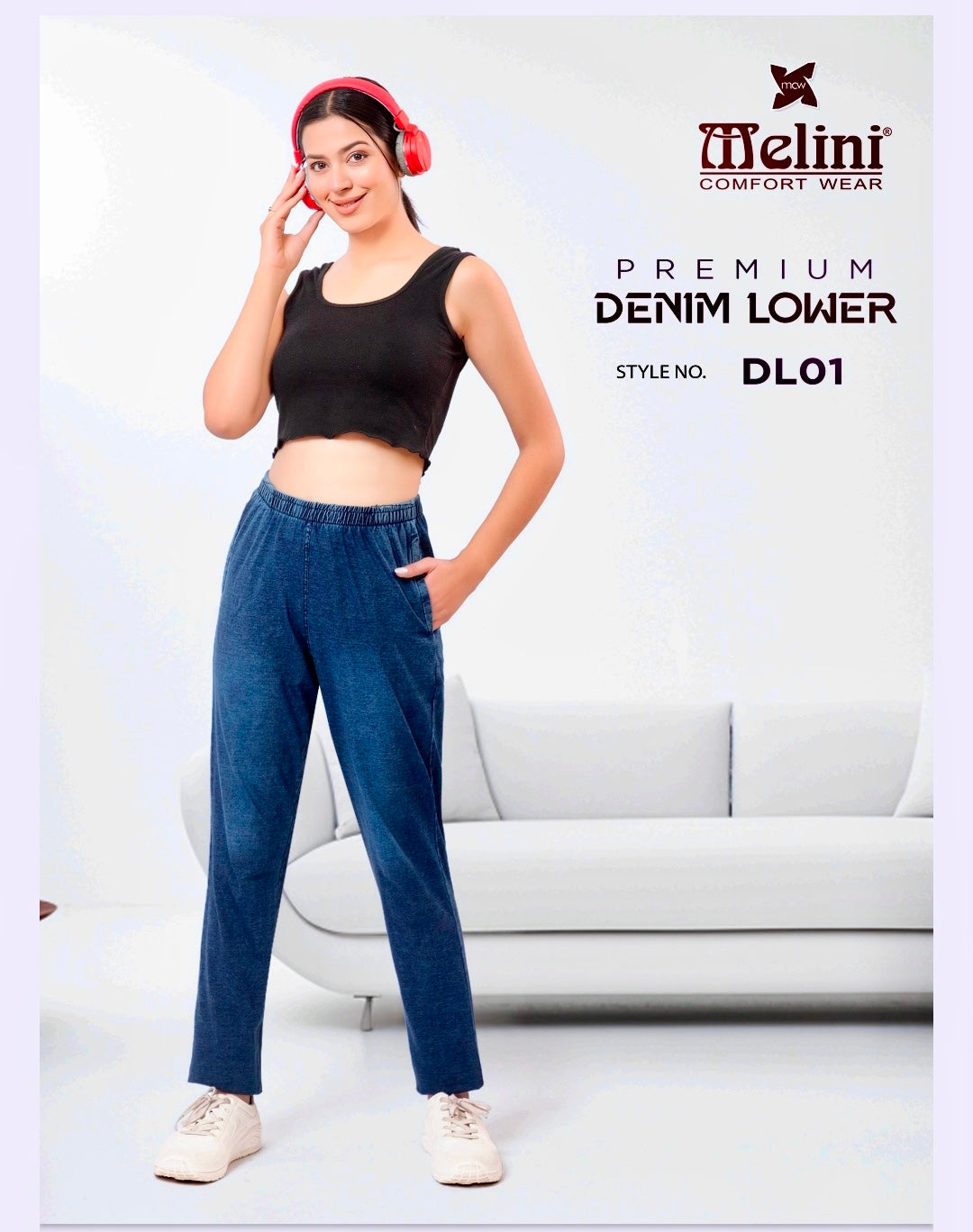 DENIM LOWER (STRETCH FABRIC) (DL01) (Indigo)
