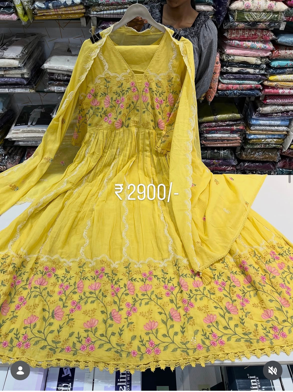 Readymade mull cotton embroidered frock suit set