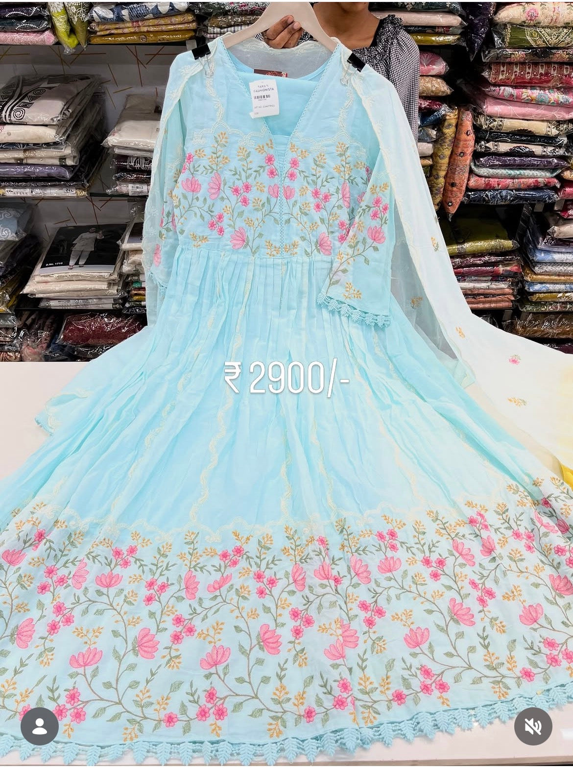 Readymade mull cotton embroidered frock suit set