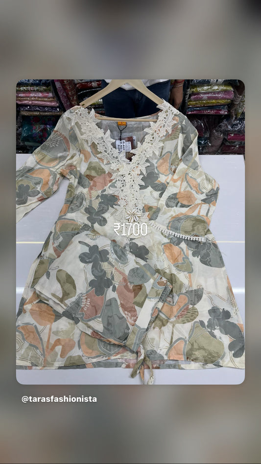 Viscose muslin pakistani coord set