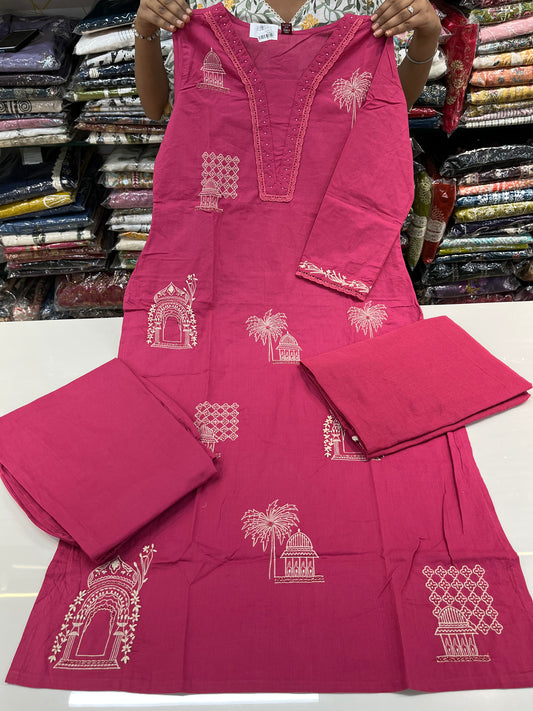 'PAKISTANI' EMBROIDERY straight kurta set with premium lace work (along with cotton dupatta)