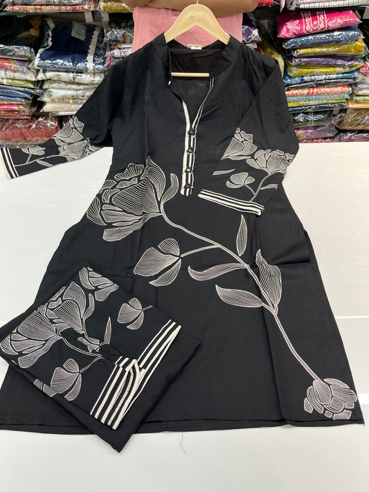 FLORAL printed designer coord set with mirror work highlightings