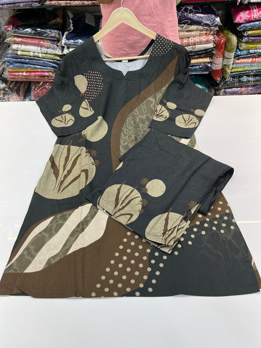 Beautiful round neck designer coord sets "DIGITALLY PRINTED" with straight plazos