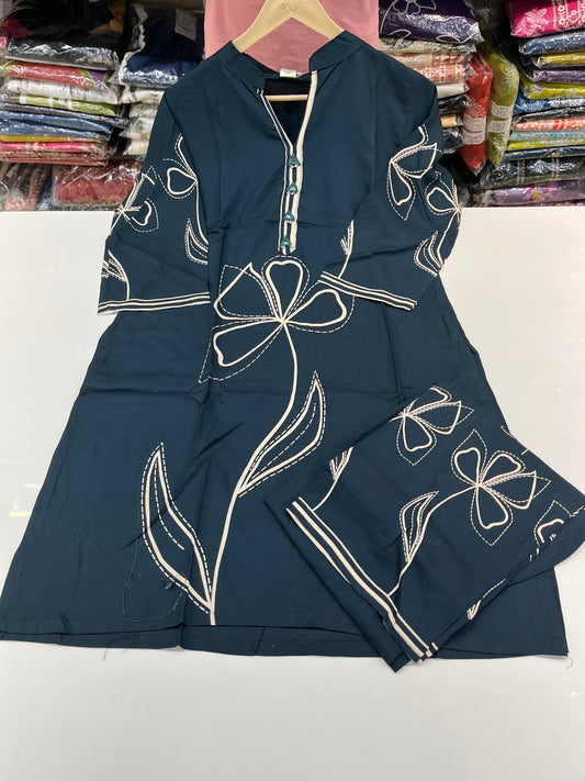 FLORAL printed designer coord set with mirror work highlightings