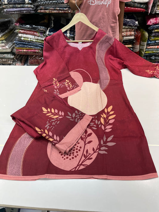 Beautiful round neck designer coord sets "DIGITALLY PRINTED" with straight plazos