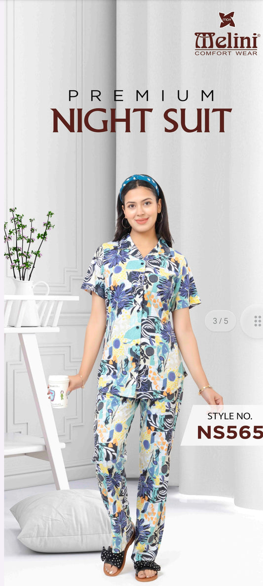 Front button fancy night suit (NS565)