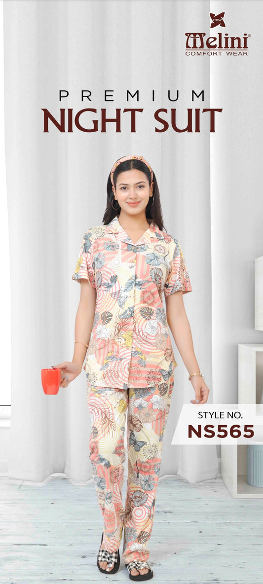Front button fancy night suit (NS565)