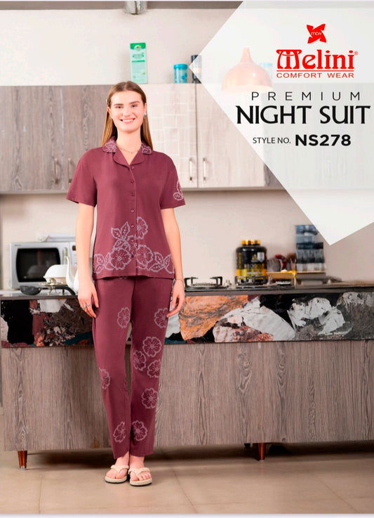 Front button fancy night suit (NS278)
