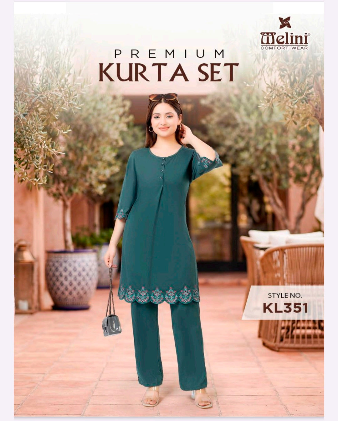 Premium cutwork embroidery coord set MELINI (KL351)